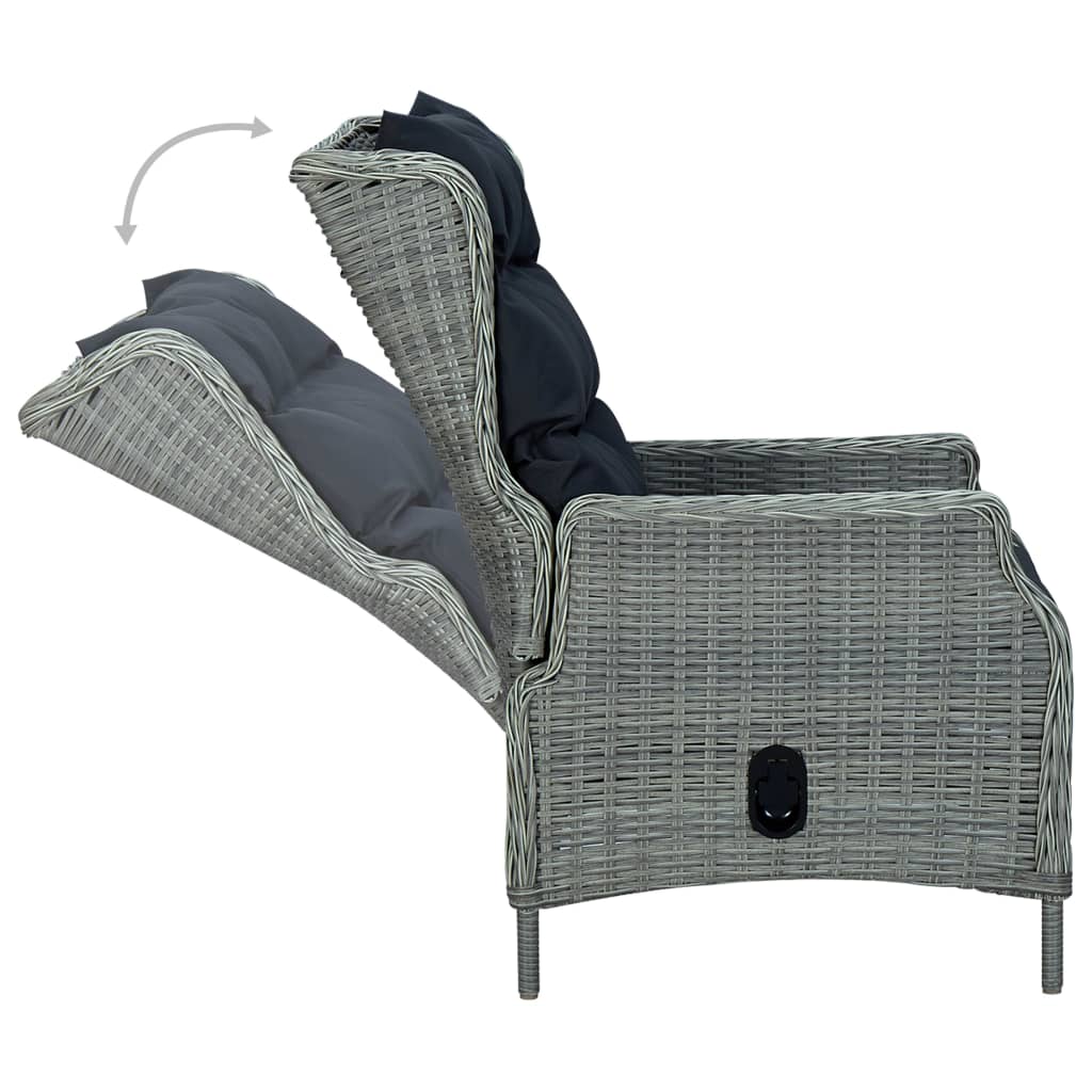 9 részes világosszürke polyrattan kültéri étkezőszett párnákkal 9 részes világosszürke polyrattan kültéri étkezőszett párnákkal