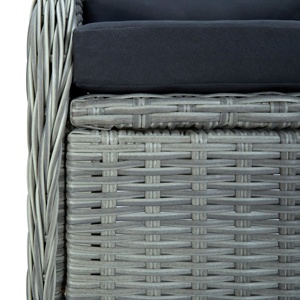 9 részes világosszürke polyrattan kültéri étkezőszett párnákkal 9 részes világosszürke polyrattan kültéri étkezőszett párnákkal