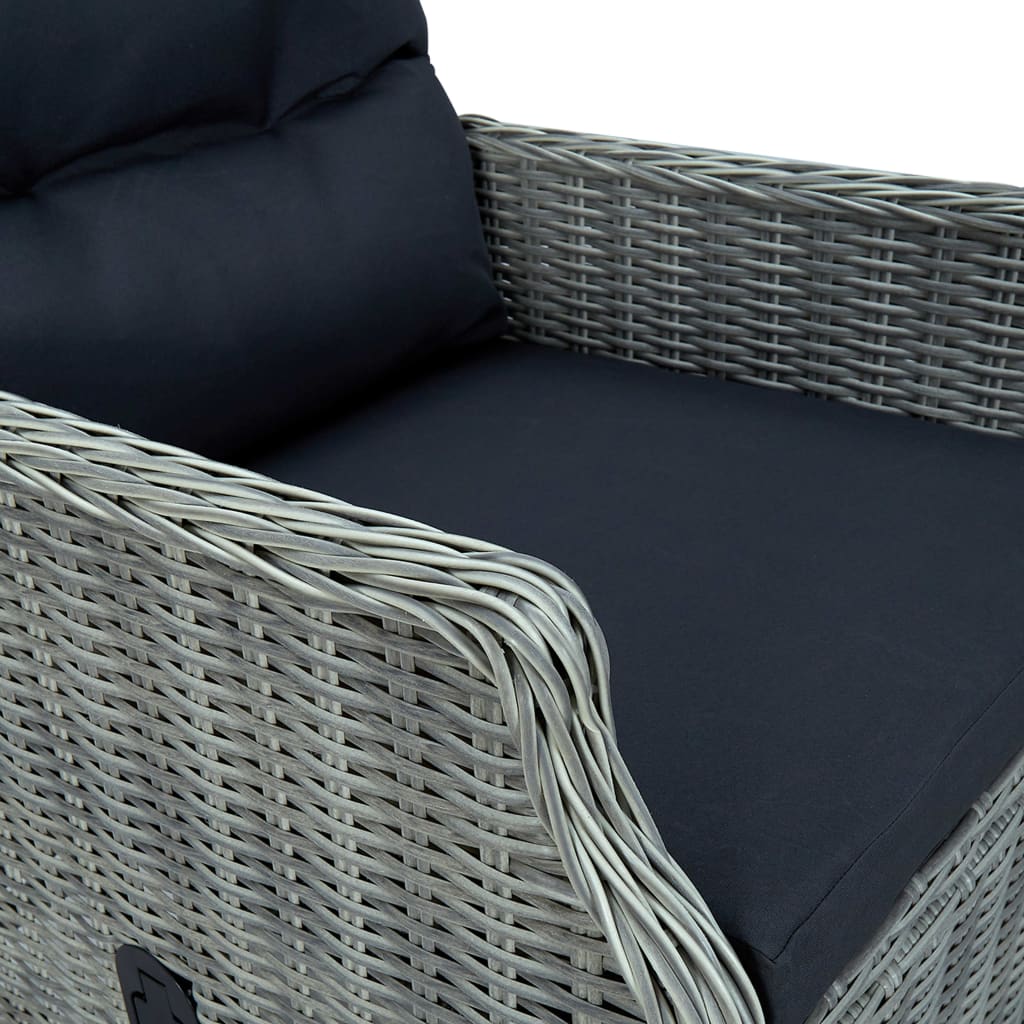 9 részes világosszürke polyrattan kültéri étkezőszett párnákkal 9 részes világosszürke polyrattan kültéri étkezőszett párnákkal