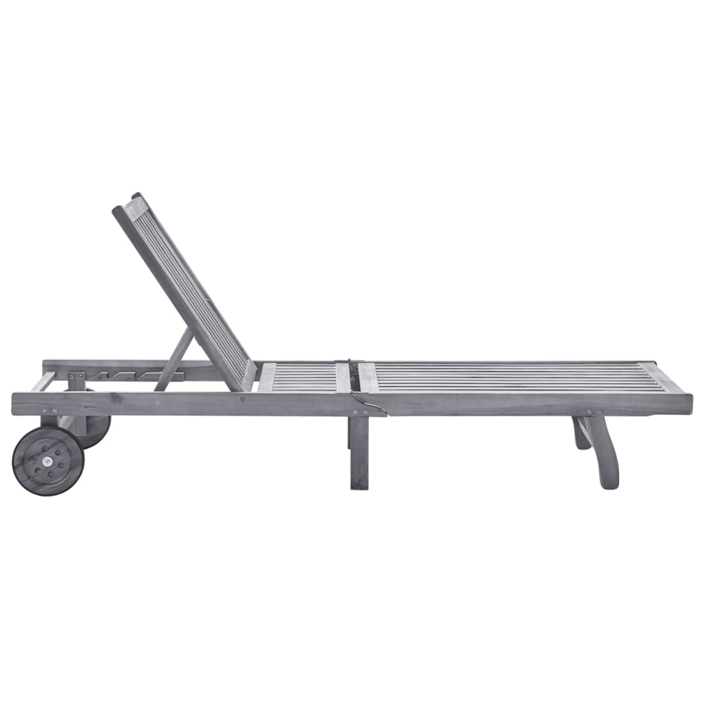 Szürke tömör akácfa kerti napozóágy párnával