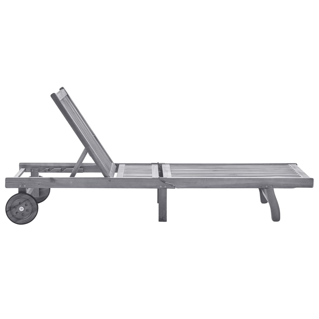 Szürke tömör akácfa kerti napozóágy párnával