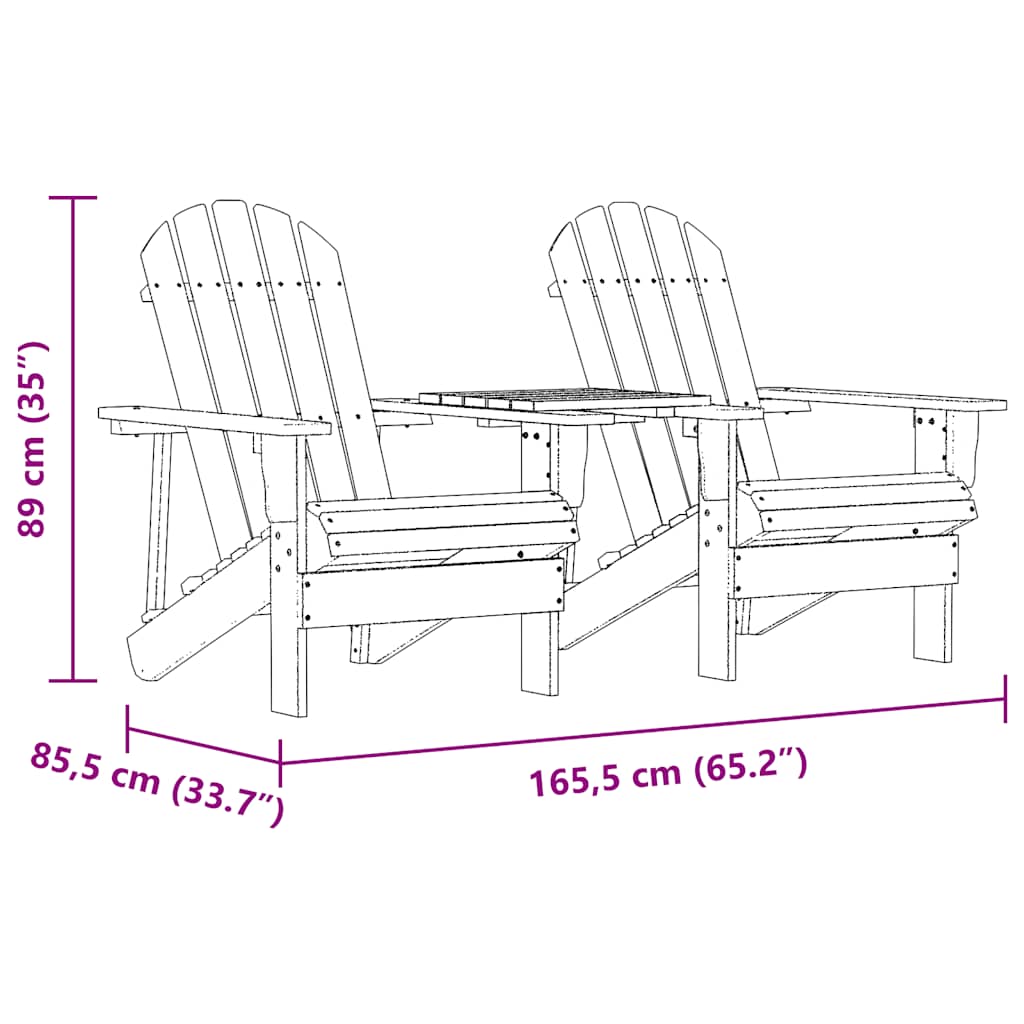 Tömör fenyőfa kerti adirondack székek teázóasztallal