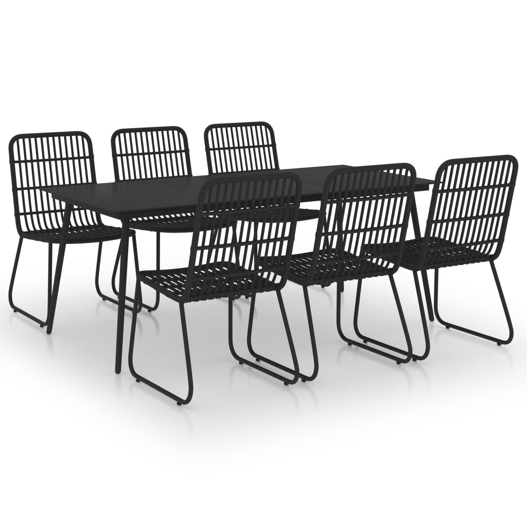 7 részes polyrattan és üveg kültéri étkezőgarnitúra