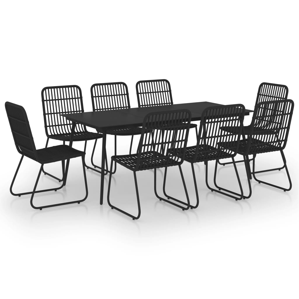 9 részes polyrattan és üveg kültéri étkezőgarnitúra
