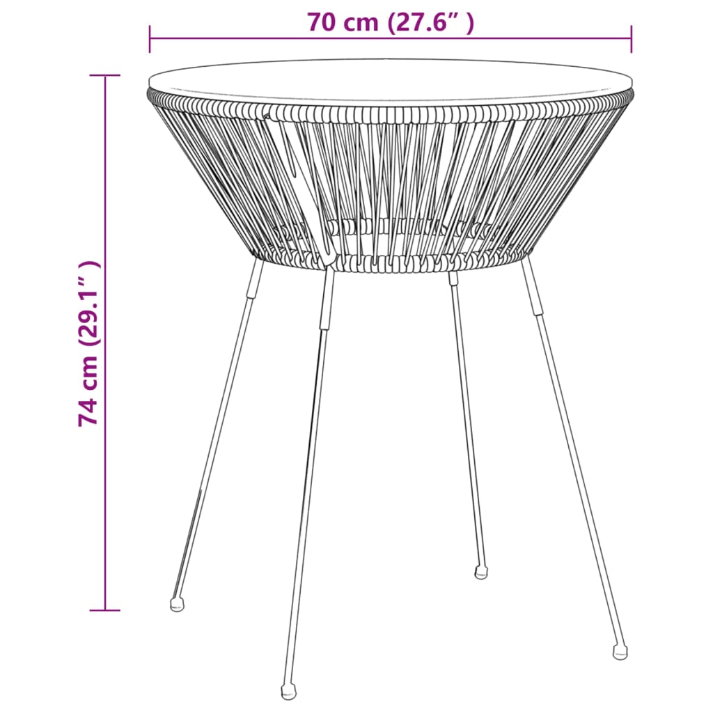 3 részes fekete pvc rattan kültéri étkezőgarnitúra