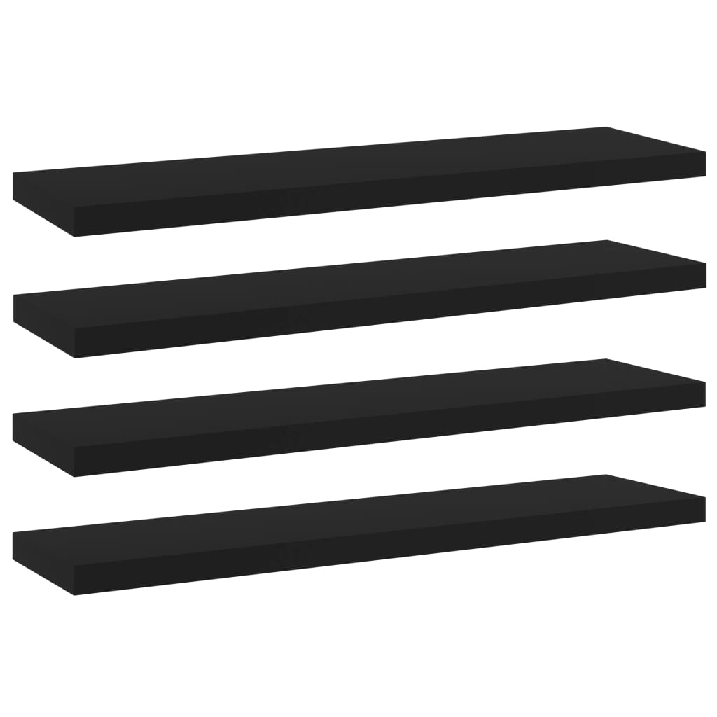 4 db fekete forgácslap könyvespolc 40 x 10 x 1,5 cm