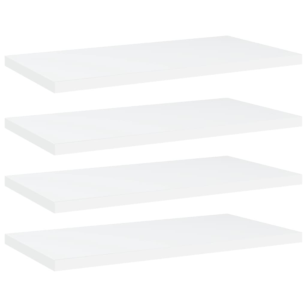 4 db fehér forgácslap könyvespolc 40 x 20 x 1,5 cm