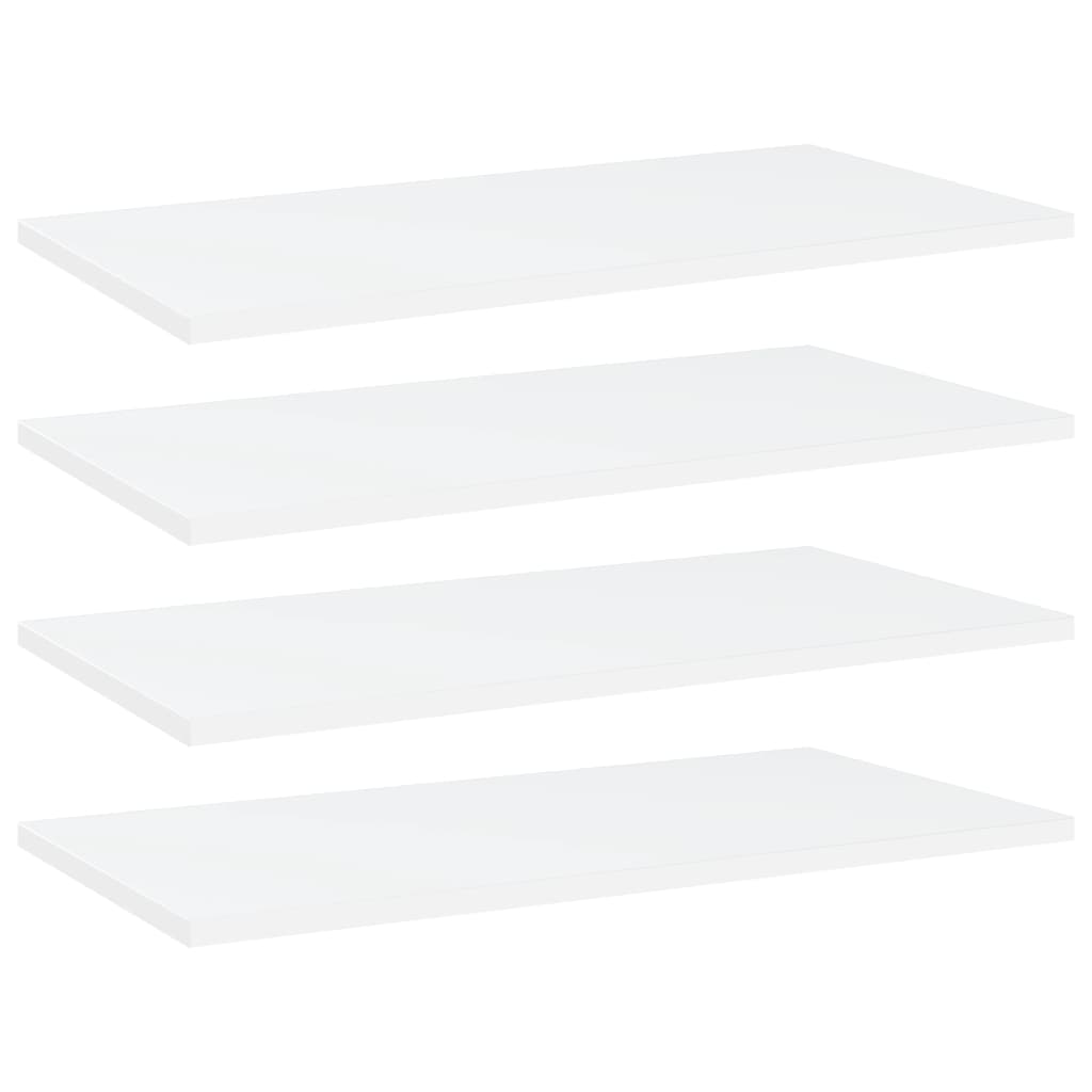 4 db fehér forgácslap könyvespolc 60 x 30 x 1,5 cm