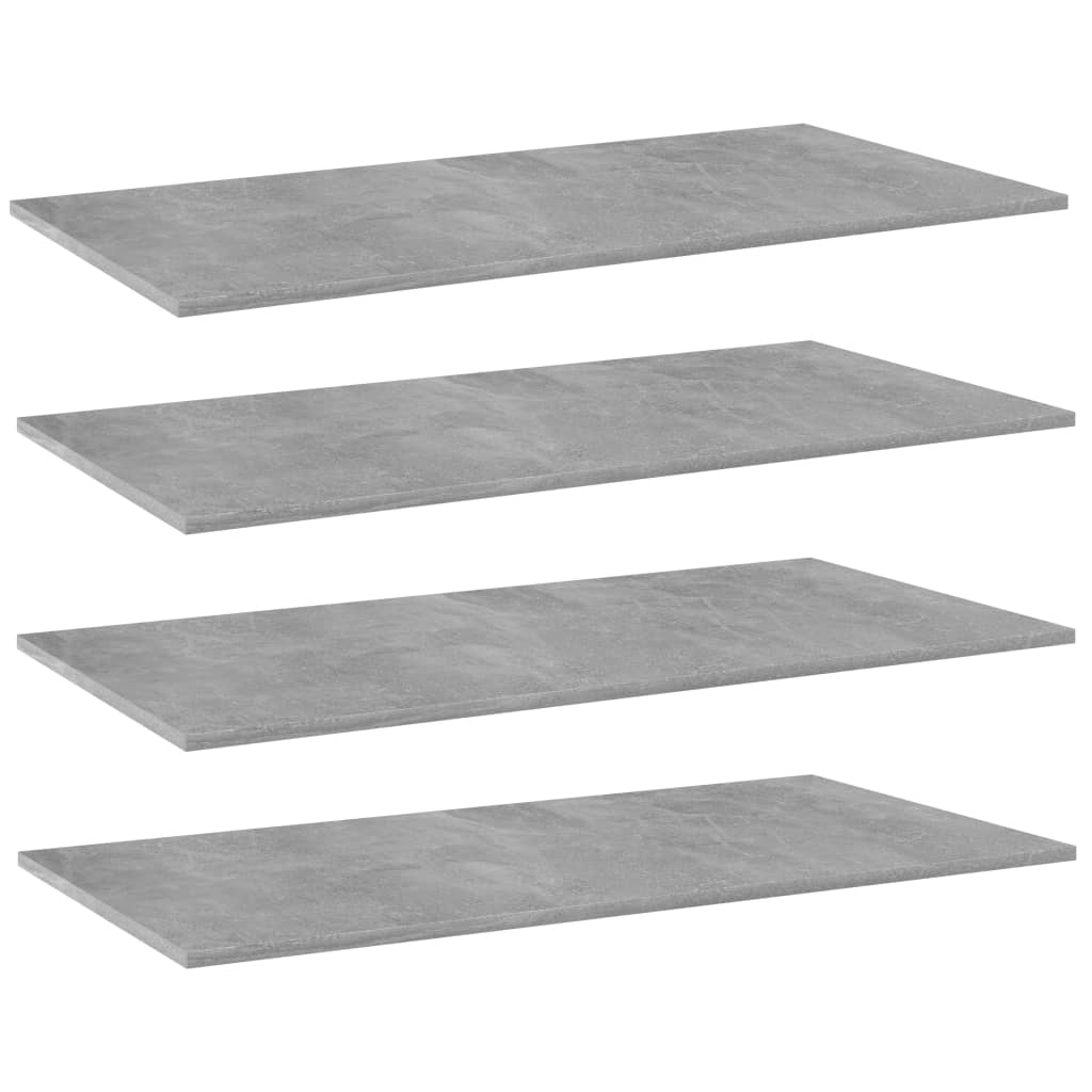 4 db betonszürke forgácslap könyvespolc lap 80 x 20 x 1,5 cm