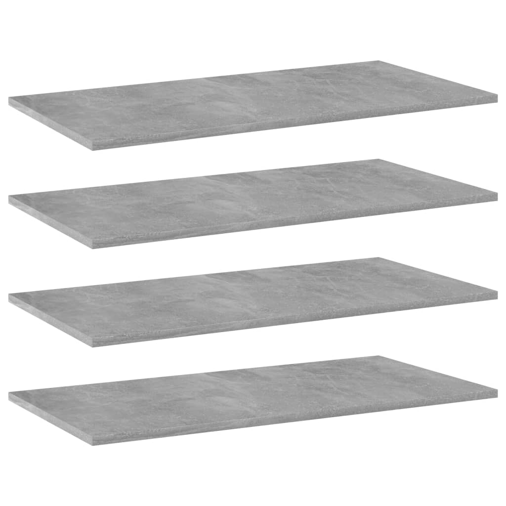 4 db betonszürke forgácslap könyvespolc lap 80 x 40 x 1,5 cm