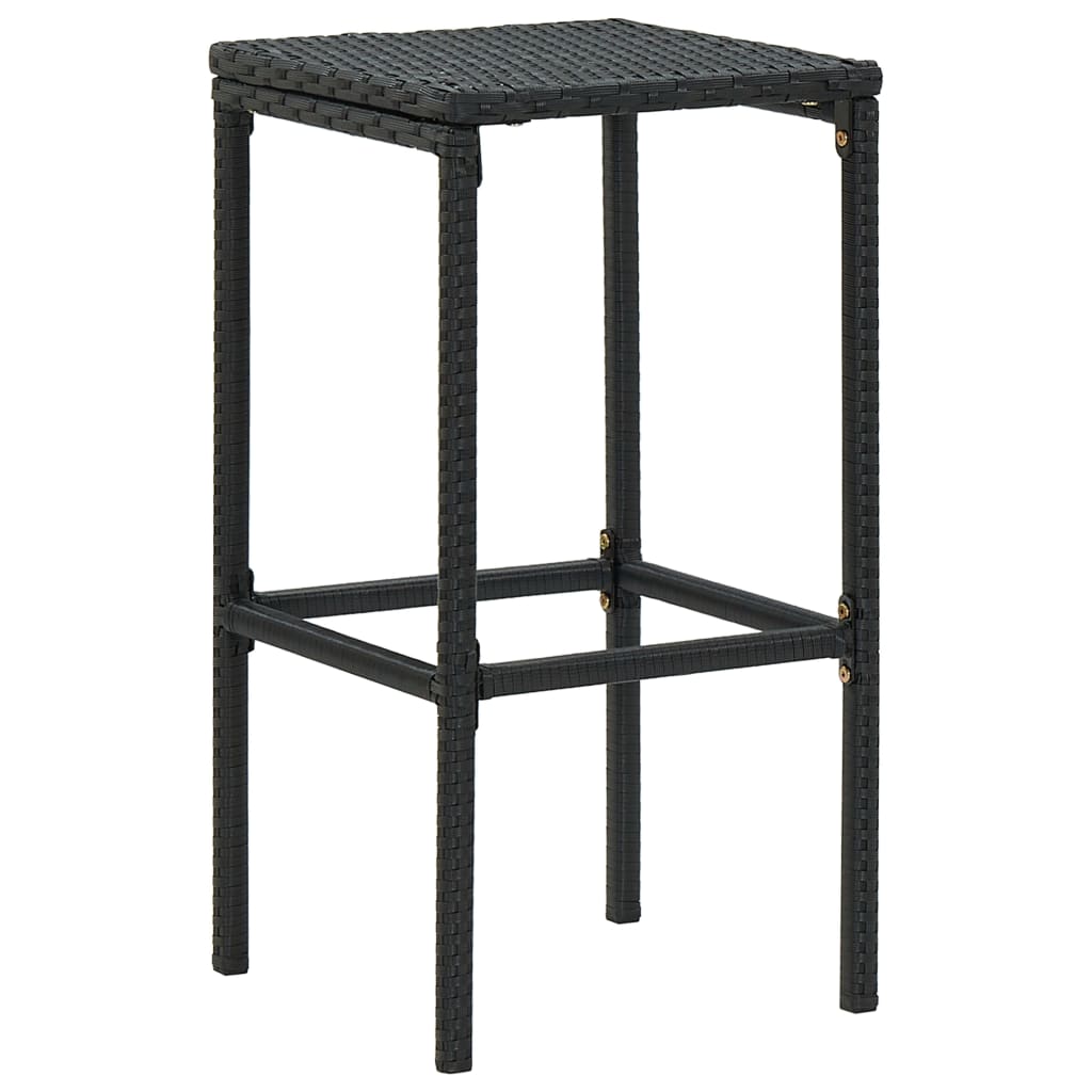 3 részes fekete polyrattan kültéri bárszett párnákkal