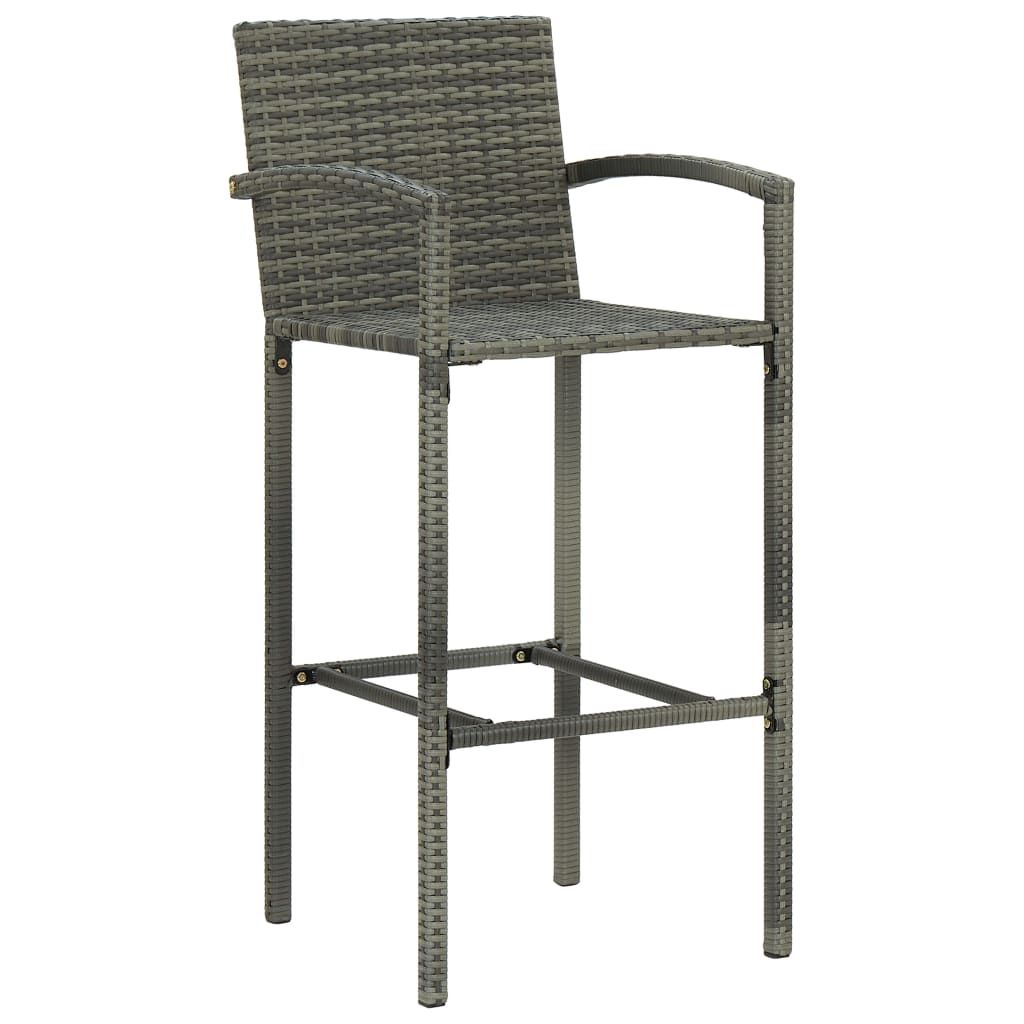 3 részes szürke polyrattan kerti bárszett