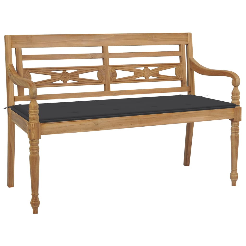 Tömör tíkfa batavia pad antracitszürke párnával 120 cm