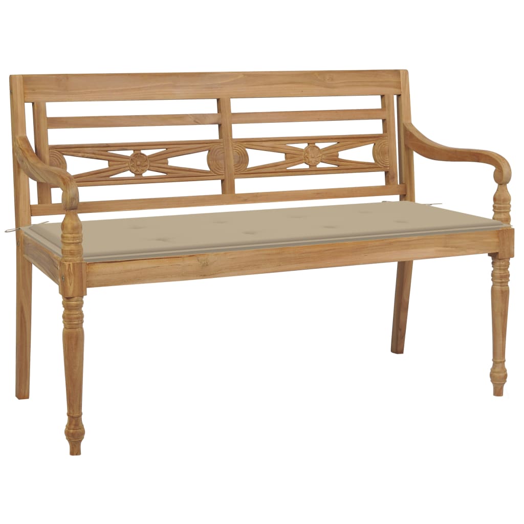 Tömör tíkfa batavia pad bézs párnával 120 cm