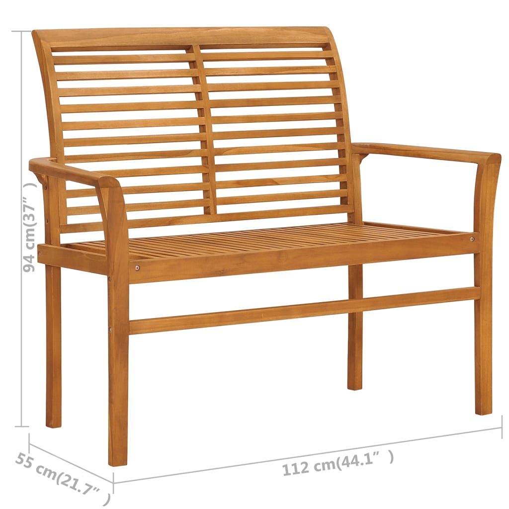 Tömör tíkfa kerti pad világoszöld párnával 112 cm