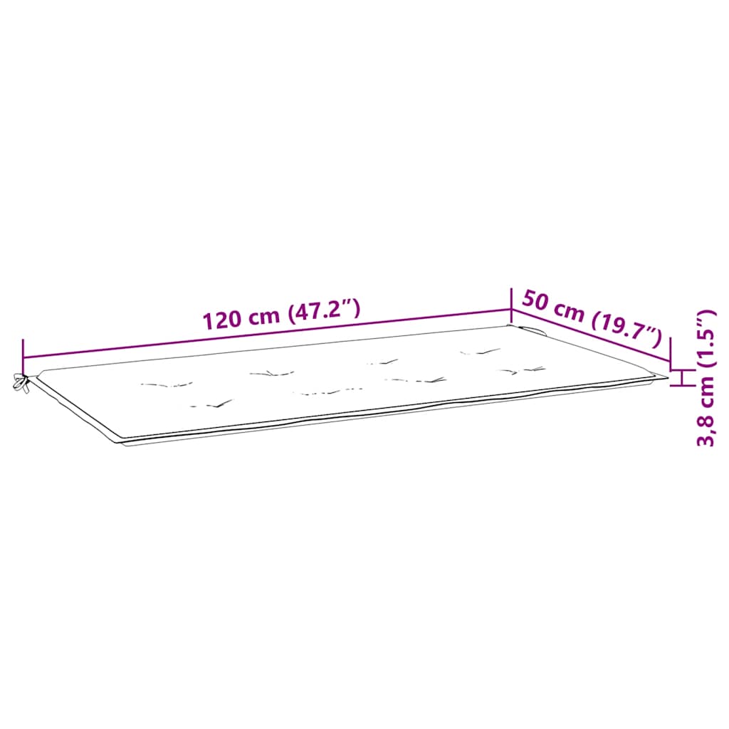 Tömör tíkfa rakásolható kerti pad párnával 128,5 cm
