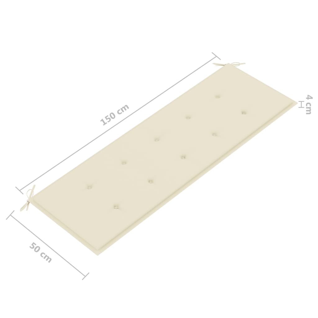 Tömör tíkfa rakásolható kerti pad párnával 159 cm