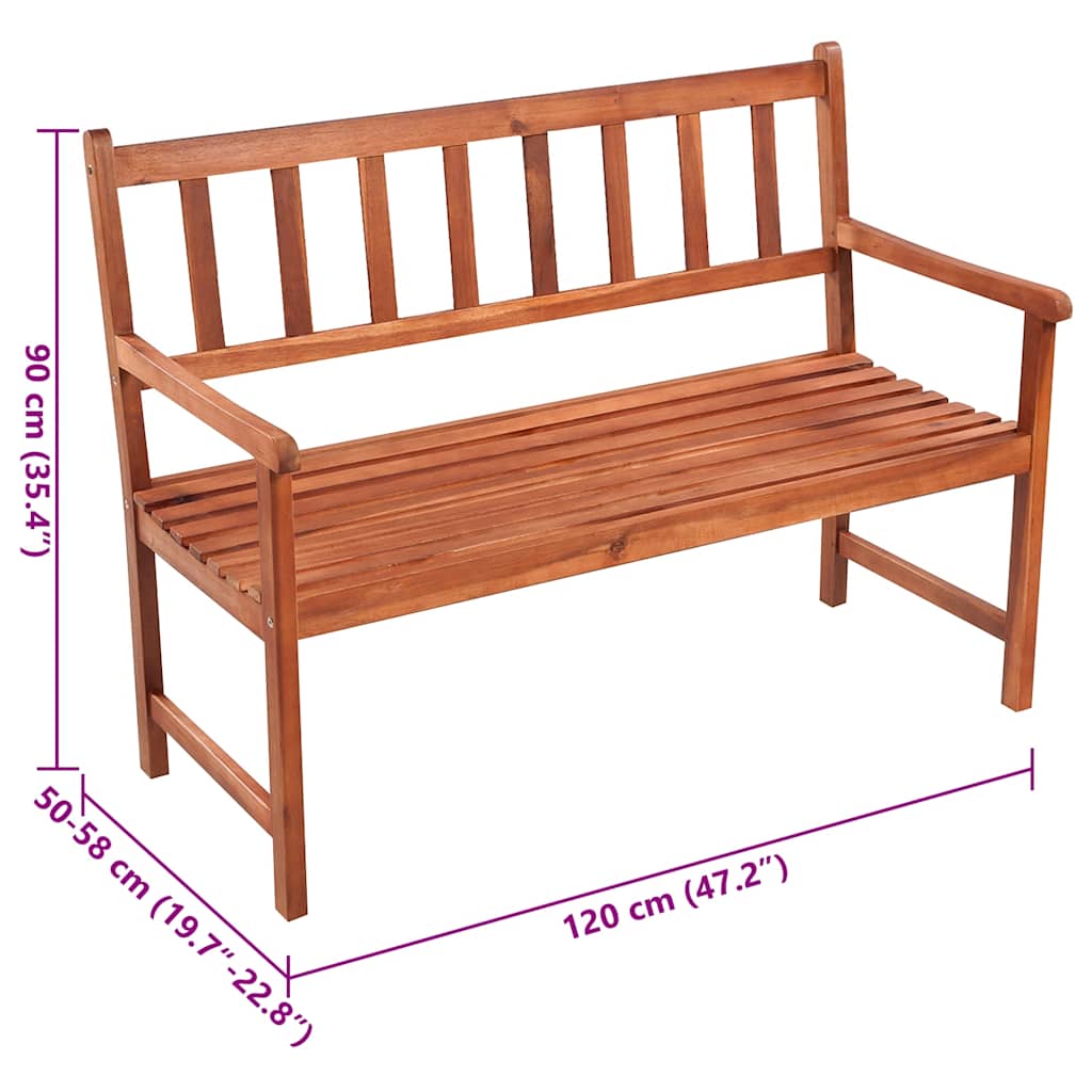 Tömör akácfa kerti pad párnával 120 cm