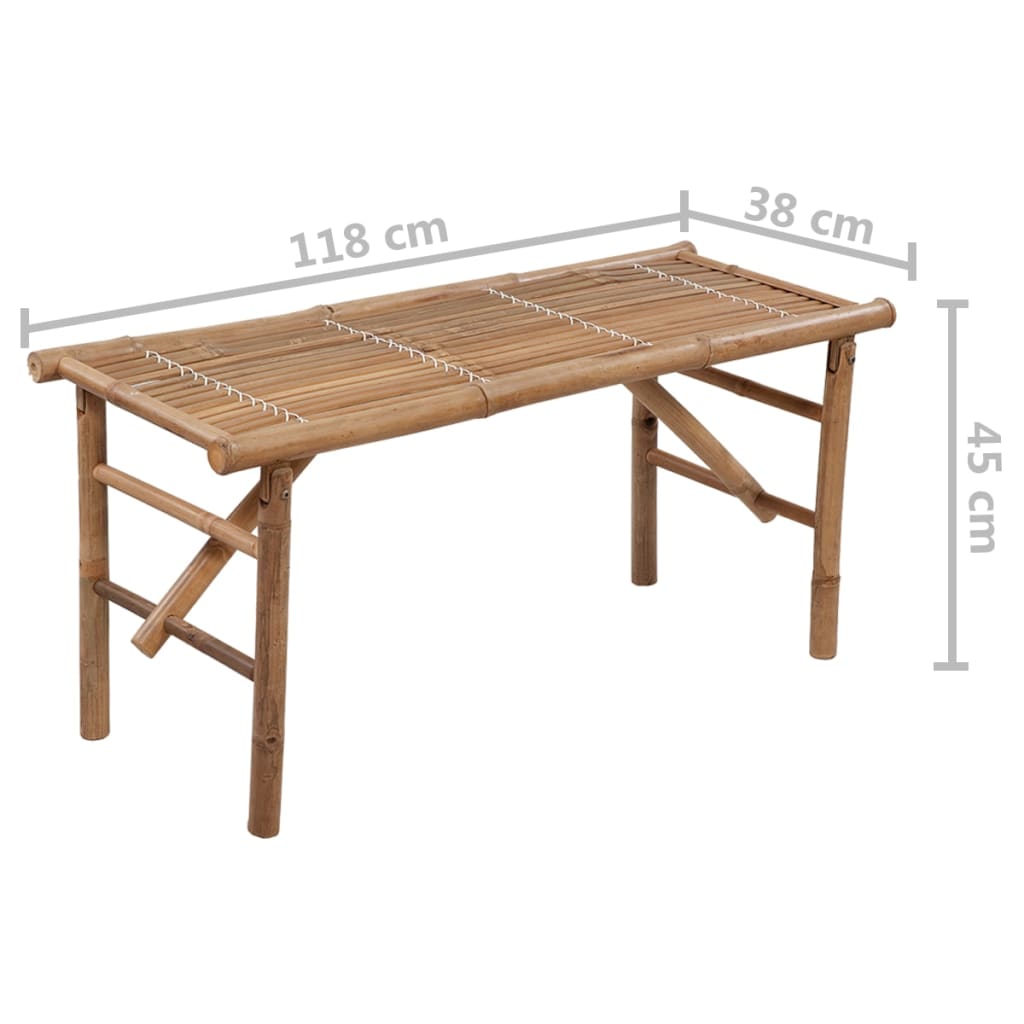 Összecsukható bambusz kerti pad párnával 118 cm