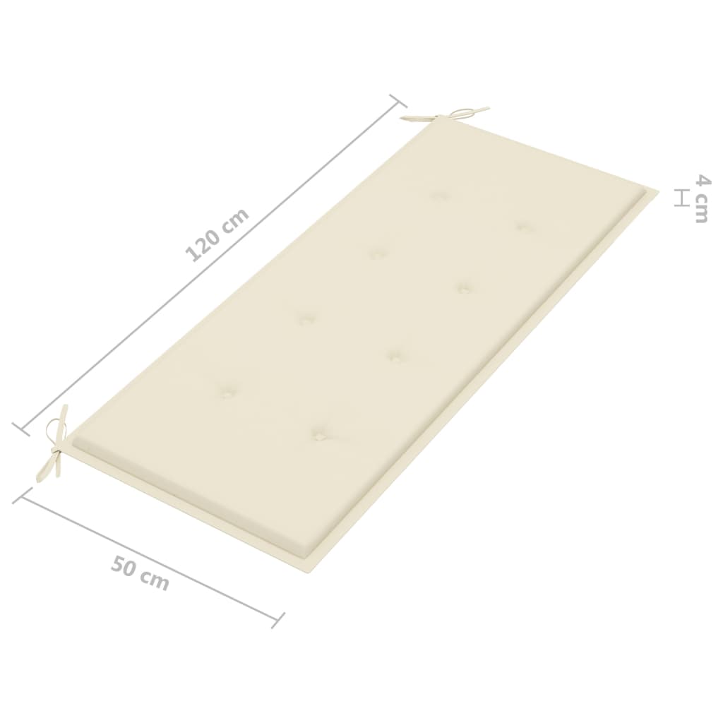 Összecsukható bambusz kerti pad párnával 118 cm