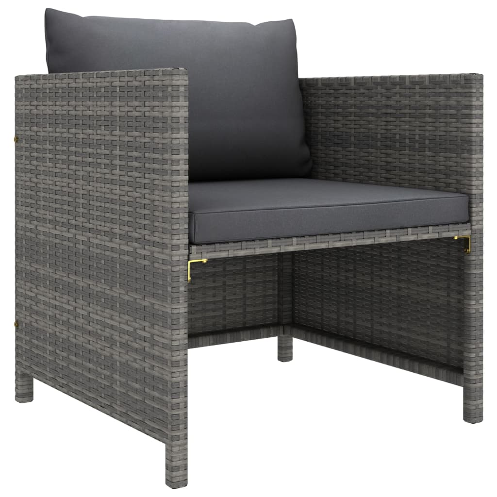 8 részes szürke polyrattan kerti ülőgarnitúra párnákkal