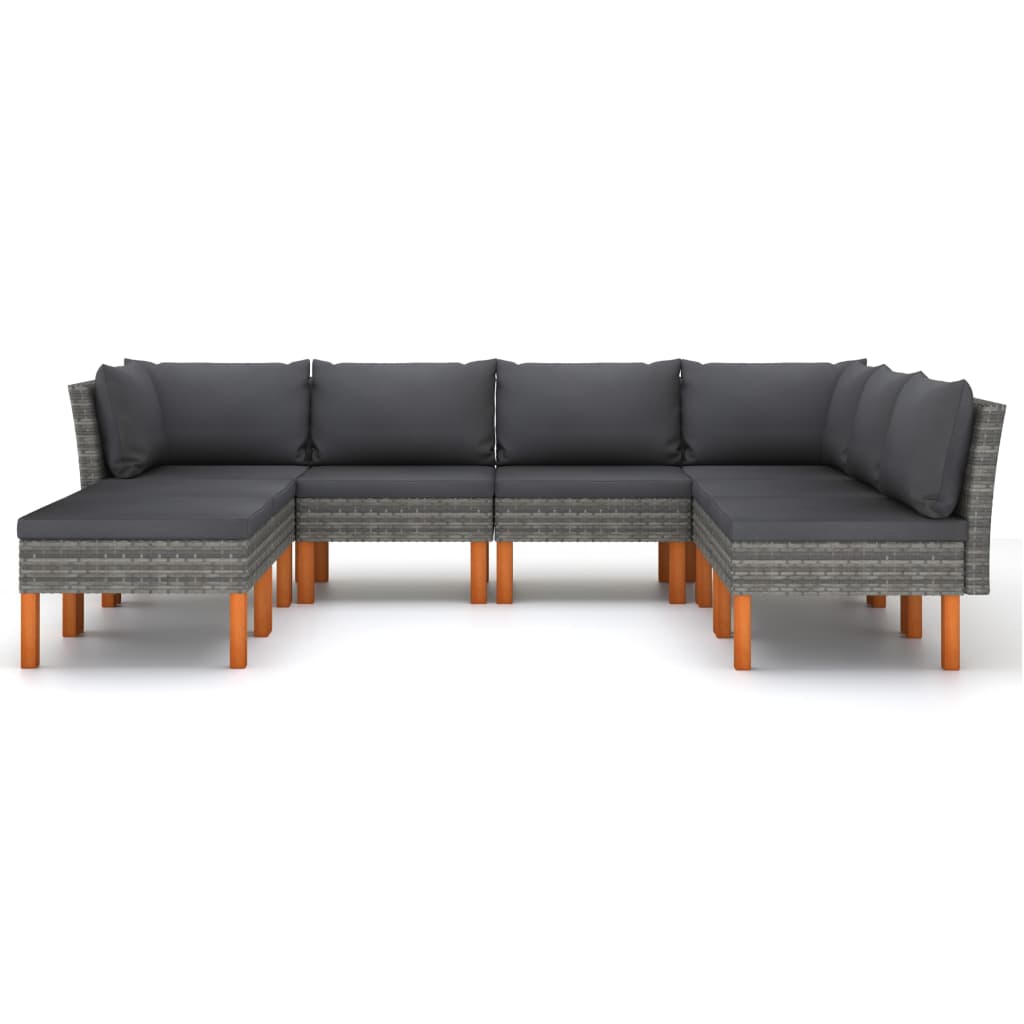8 részes szürke polyrattan kerti ülőgarnitúra párnákkal