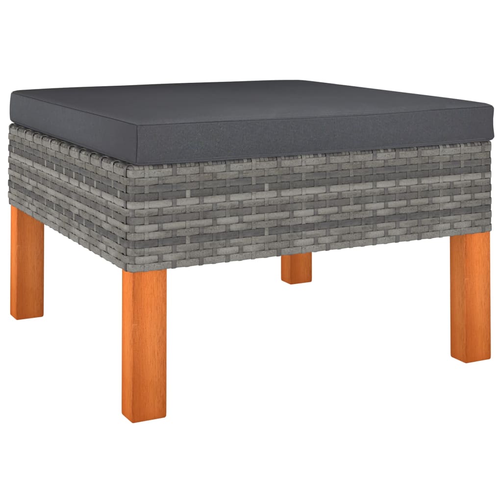 8 részes szürke polyrattan kerti ülőgarnitúra párnákkal