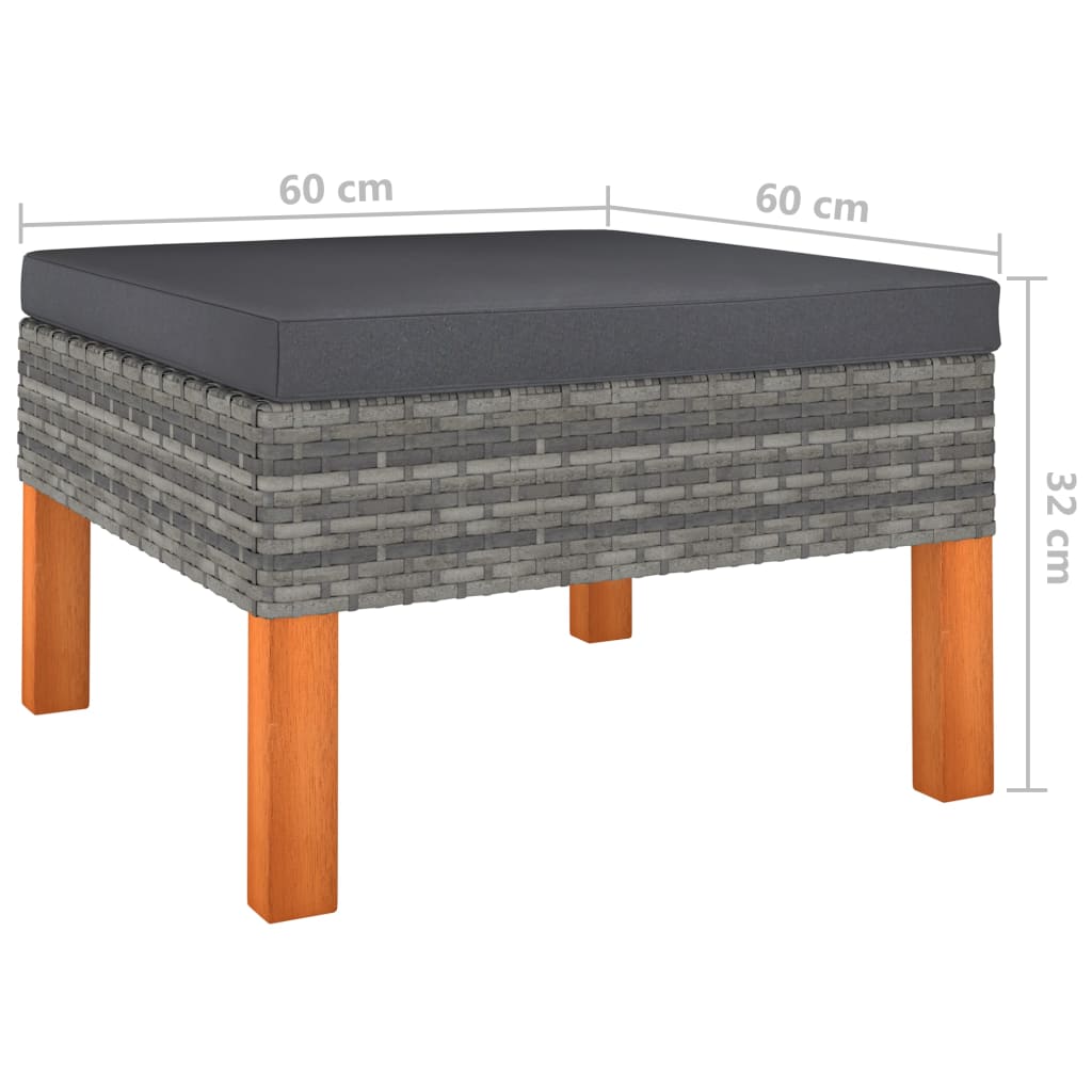 8 részes szürke polyrattan kerti ülőgarnitúra párnákkal
