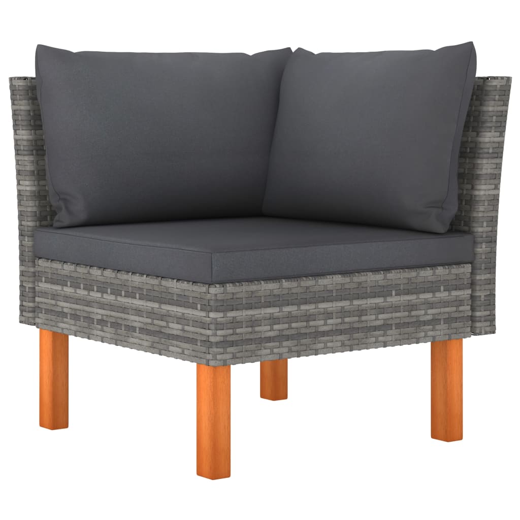 10 részes szürke polyrattan kerti ülőgarnitúra párnákkal