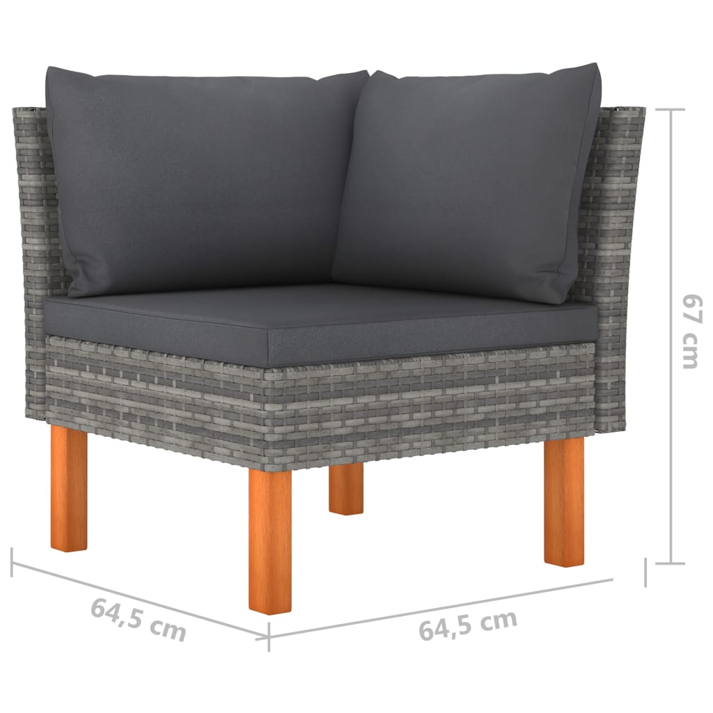 10 részes szürke polyrattan kerti ülőgarnitúra párnákkal
