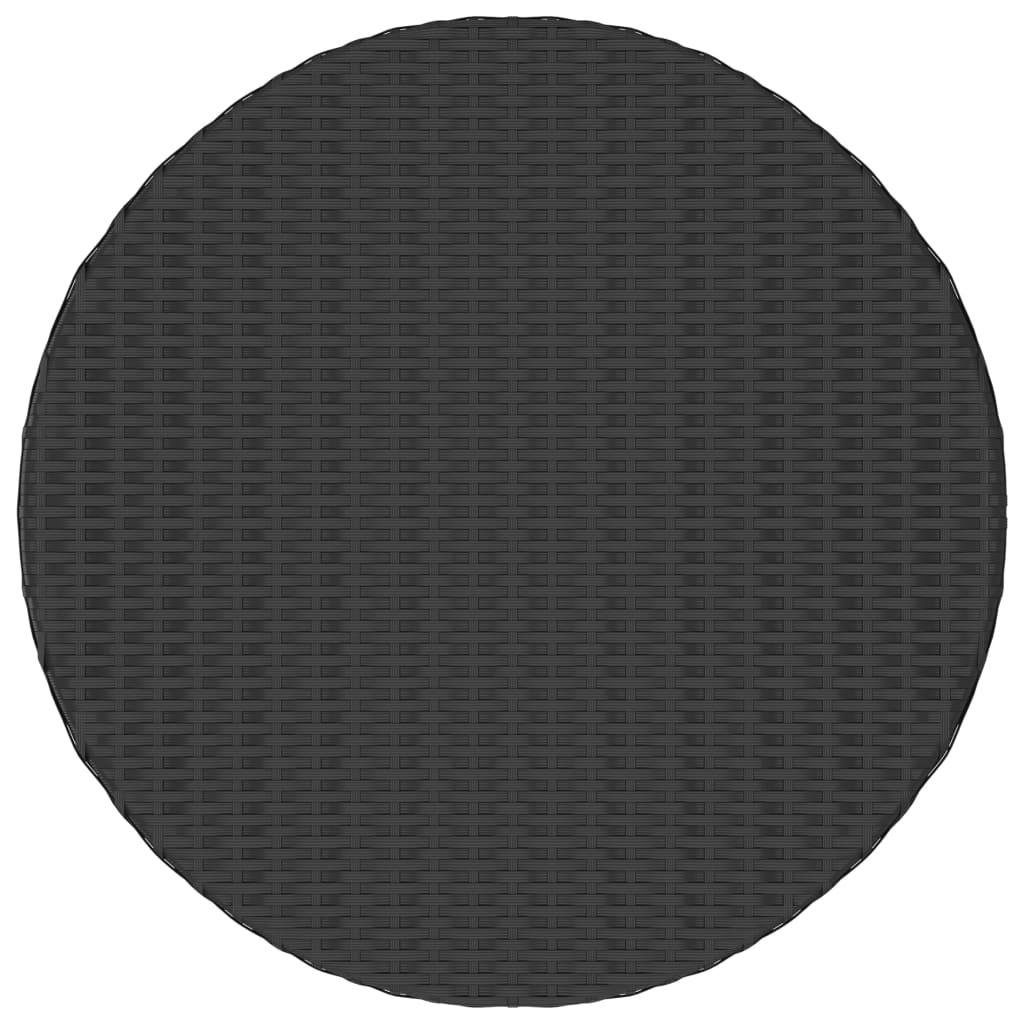 7 részes fekete polyrattan kerti kanapészett párnákkal