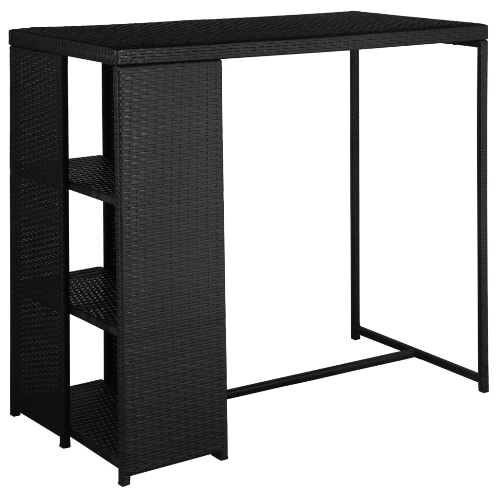 5 darabos fekete polyrattan kerti bárszett párnákkal