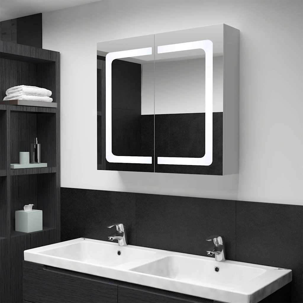 Tükrös fürdőszobaszekrény led világítással 80 x 12,2 x 68 cm
