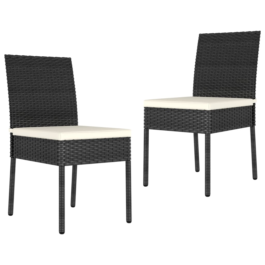 3 részes fekete polyrattan kerti étkezőgarnitúra