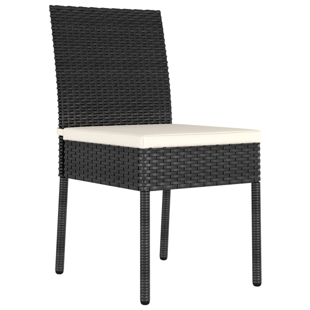 3 részes fekete polyrattan kerti étkezőgarnitúra