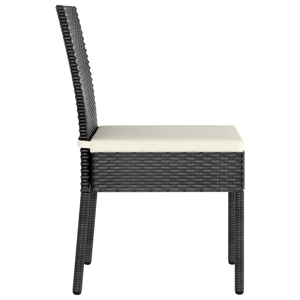 3 részes fekete polyrattan kerti étkezőgarnitúra