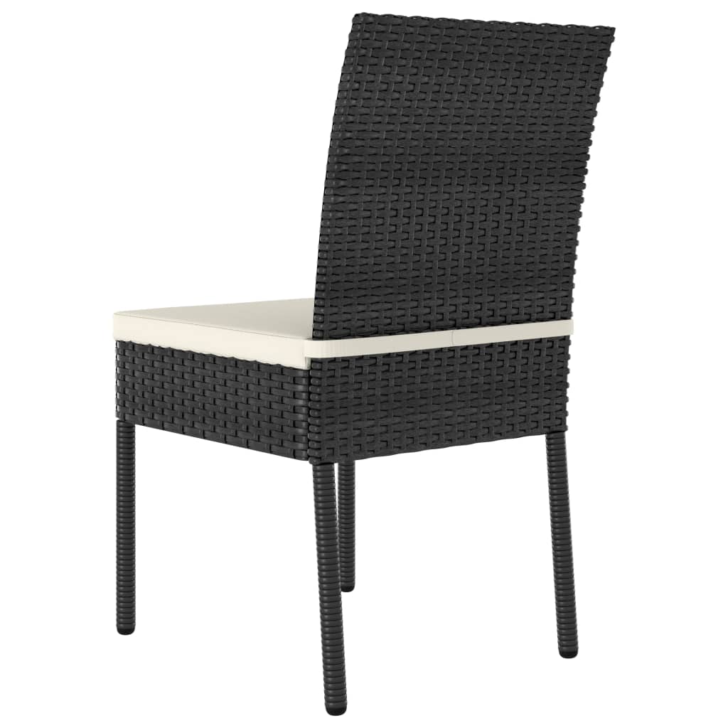 3 részes fekete polyrattan kerti étkezőgarnitúra