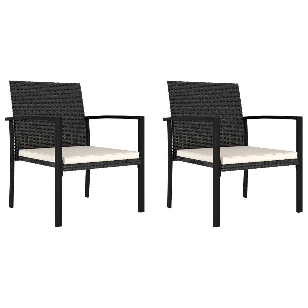 3 részes fekete polyrattan kerti étkezőgarnitúra