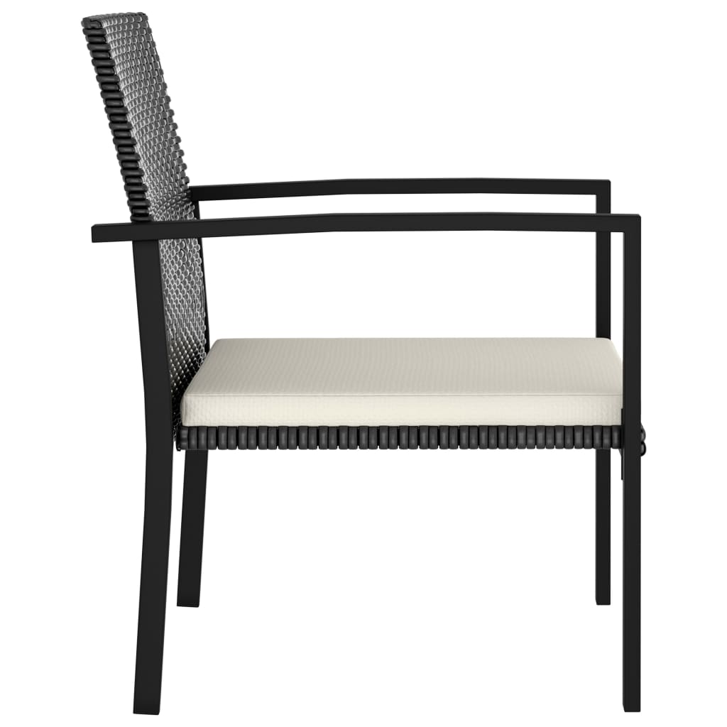 3 részes fekete polyrattan kerti étkezőgarnitúra