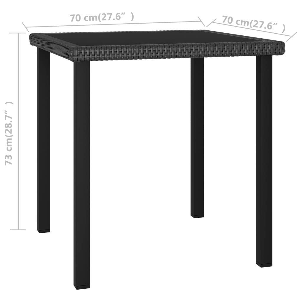 3 részes fekete polyrattan kerti étkezőgarnitúra