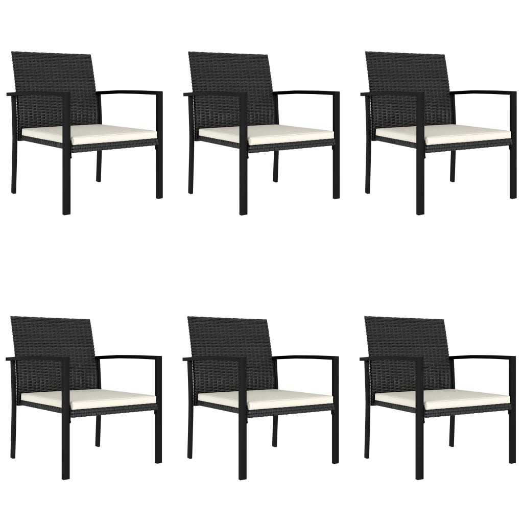 7 részes fekete polyrattan kerti étkezőgarnitúra
