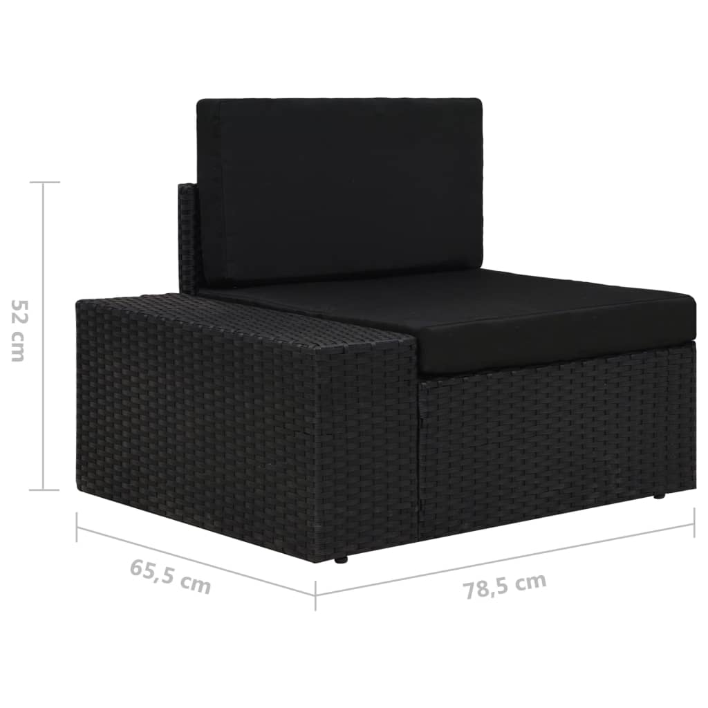 5 részes fekete polyrattan kerti ülőgarnitúra párnákkal