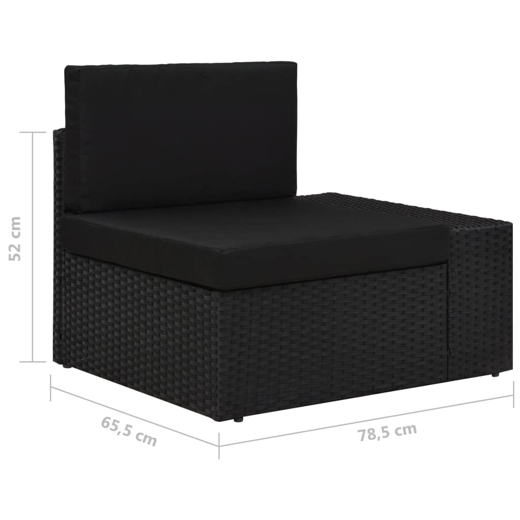 5 részes fekete polyrattan kerti ülőgarnitúra párnákkal