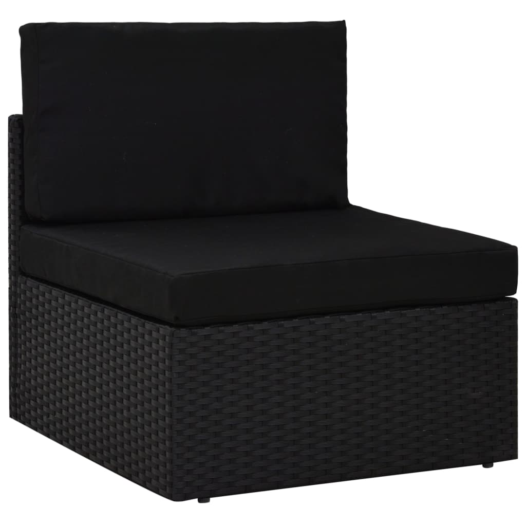 8 részes fekete polyrattan kerti ülőgarnitúra párnákkal