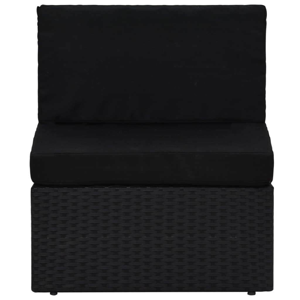 8 részes fekete polyrattan kerti ülőgarnitúra párnákkal