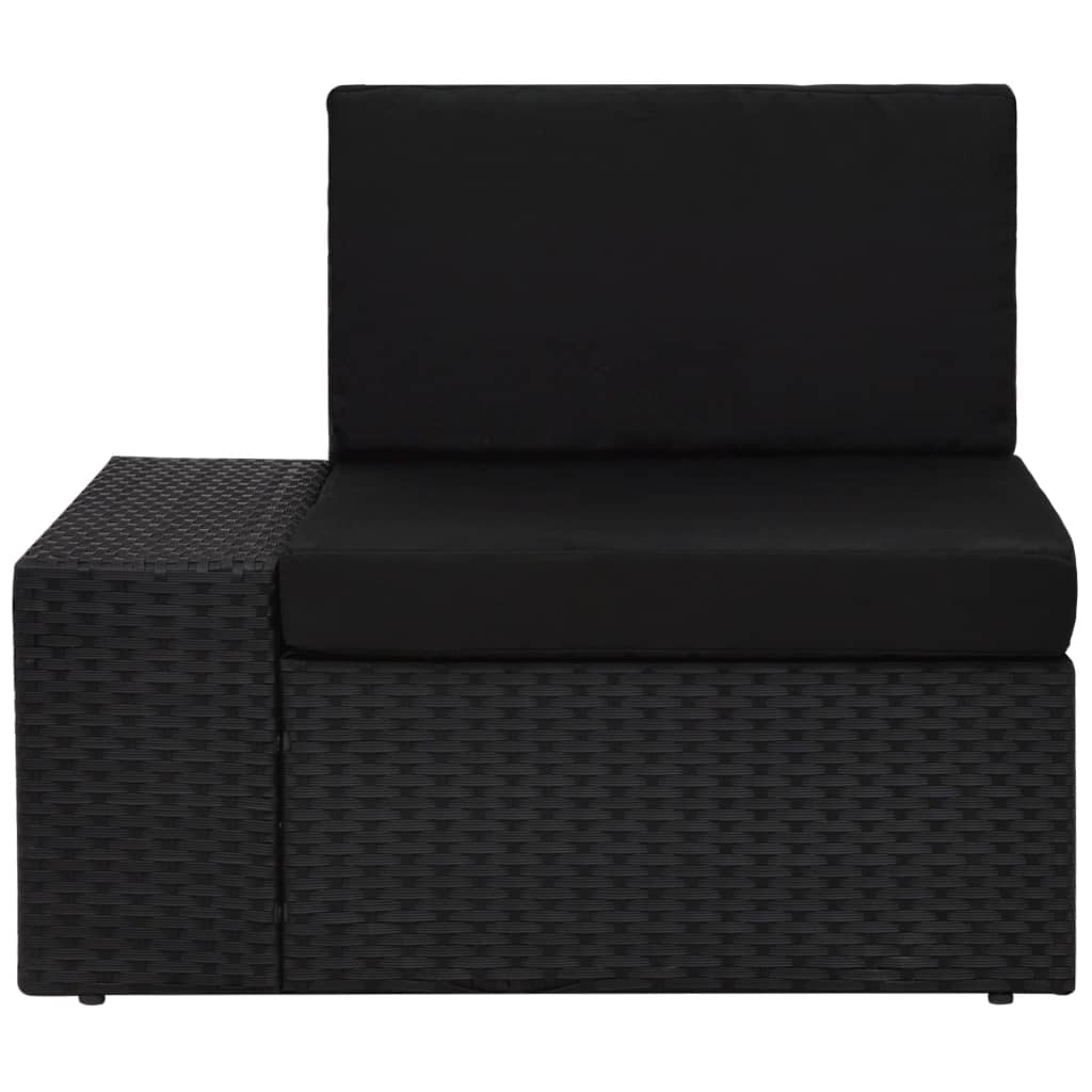 8 részes fekete polyrattan kerti ülőgarnitúra párnákkal