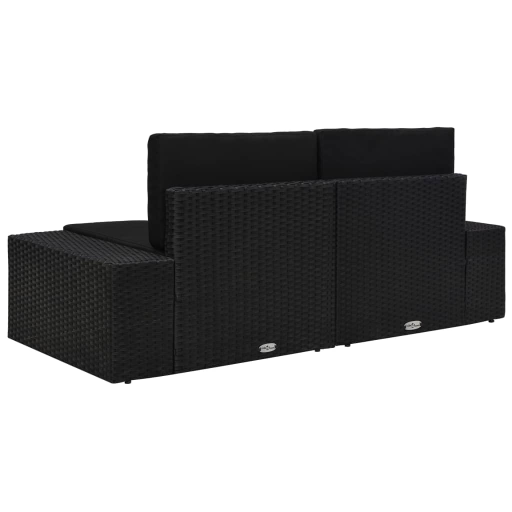10 részes fekete polyrattan kerti ülőgarnitúra párnákkal