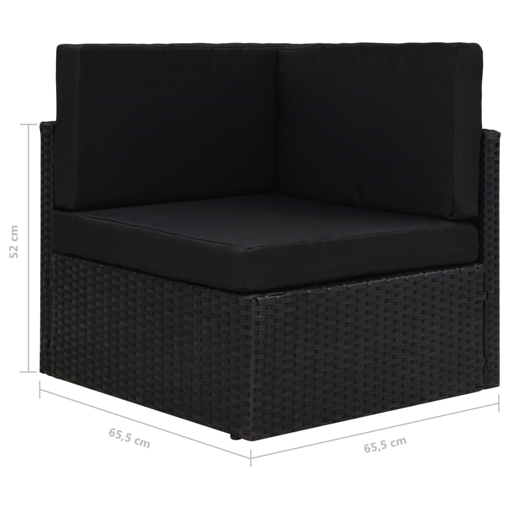 6 részes fekete polyrattan kerti ülőgarnitúra párnákkal