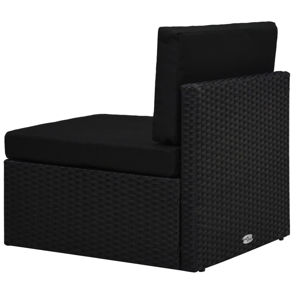 6 részes fekete polyrattan kerti ülőgarnitúra párnákkal