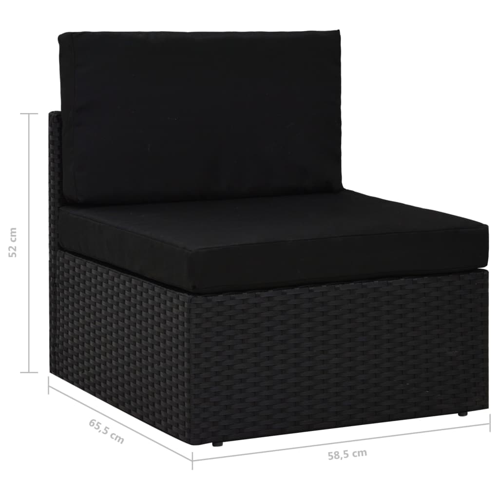 5 részes fekete polyrattan kerti ülőgarnitúra párnákkal